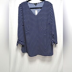 Talbots Ladies V Neck 3/4 Sleeve Blouse. Size XL NWT
